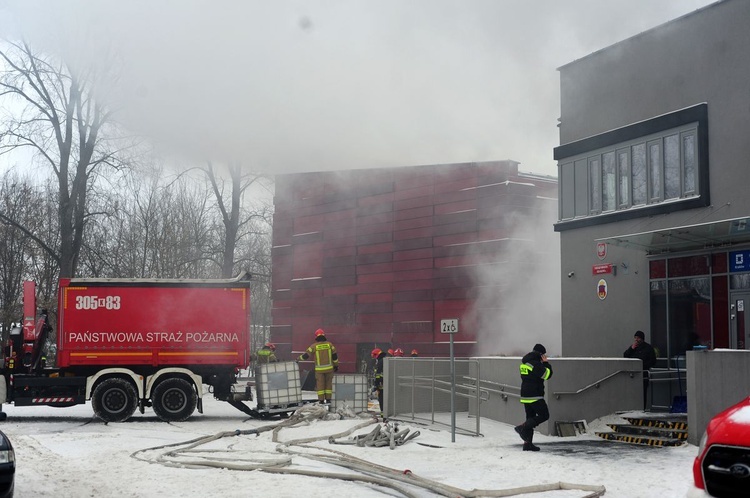 Gaszenie pożaru budynku Archiwum Urzędu Miasta Krakowa