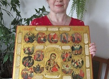 	Ikonopisarka ze swoim ulubionym przedstawieniem Akatystu Matki Bożej.