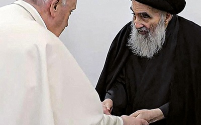 Papież Franciszek i ajatollah Al-Sistani.