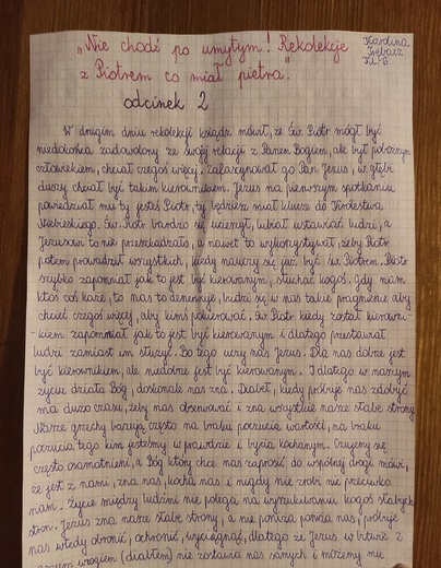 Rysunki i relacje z rekolekcji