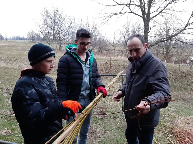 Rodzina Leszczyńskich z Lipnicy Dolnej szykuje palmę