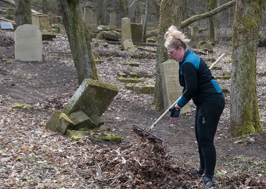 Sprzątanie na żydowskim cmentarzu w Świdwinie 