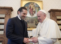 Papieież Franciszek i premier Libanu, Saad Hariri 