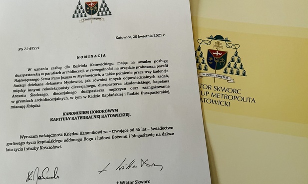 Archidiecezja. Nowy kanonik honorowy