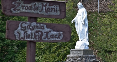 W gdyńskiej dzielnicy Wielki Kack, przy ulicy Źródło Marii 47 stoi figura Matki Boskiej Niepokalanie Poczętej. 