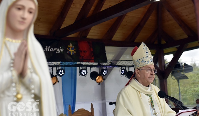 Abp Stanisław Gądecki w czasie głoszenia homilii w polanickim sanktuarium.