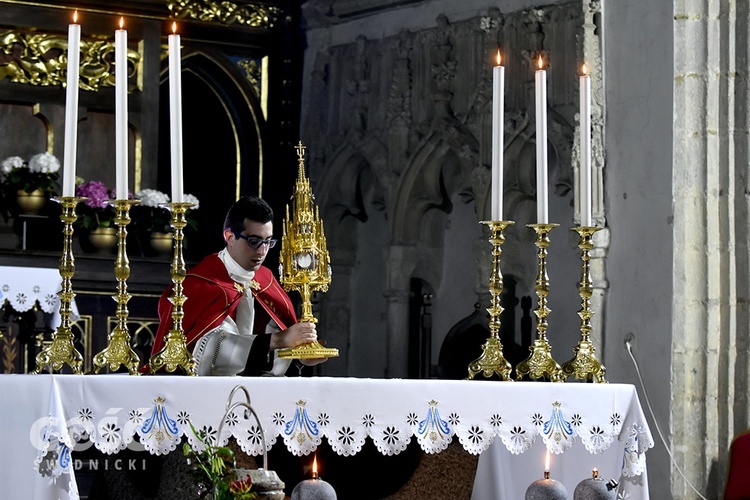 Strzegom. Wigilia Zesłania Ducha św. i gra świateł