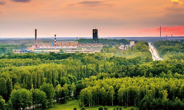 Zakłady Górnicze Lubin – panorama rejonu Lubin Główny.