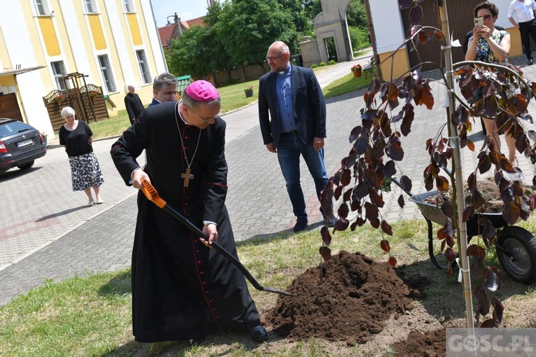 Poświęcenie zielonego "Zakątka u św. Mikołaja" w Głogowie