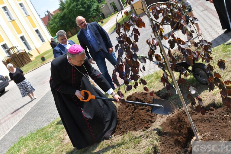 Poświęcenie zielonego "Zakątka u św. Mikołaja" w Głogowie