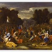 Nicolas Poussin
Zbieranie manny na pustyni 
olej na płótnie 
1637–1639
Luwr, Paryż