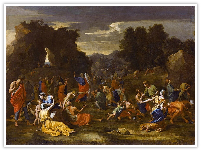 Nicolas Poussin
Zbieranie manny na pustyni 
olej na płótnie 
1637–1639
Luwr, Paryż