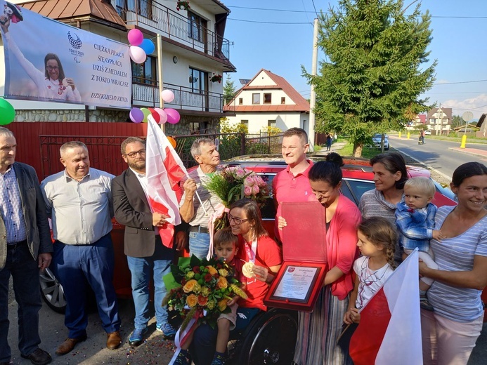 Powitanie Renaty Kałuży, brązowej medalistki z Tokio