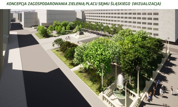 Katowice. Plac Sejmu Śląskiego ma się zazielenić. Jest już wizualizacja