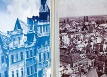 ▲	Fragment ekspozycji: Stare Miasto we Wrocławiu (1947) i widok z wieży kościoła św. Elżbiety we Wrocławiu w kierunku katedry (1947).