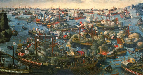 Bitwa pod Lepanto  – obraz z epoki. Autor nieznany.