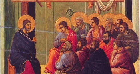 Duccio, Jezus uczy apostołów.