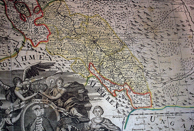 ▲	Fragment mapy Śląska z „Atlas Silesiae”, 1752 r.