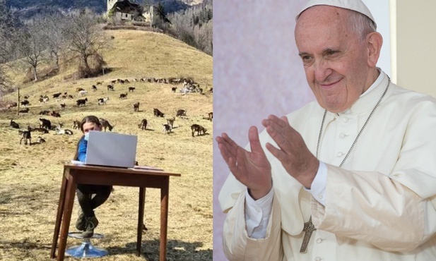 Franciszek spotkał się z uczennicą, która uczestniczyła w zdalnych lekcjach na pastwisku