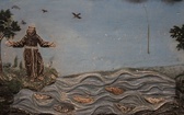 Szczawin Kościelny. Św. Antoni z Padwy głosi kazanie do ryb (antepedium jednego z ołtarzy bocznych)