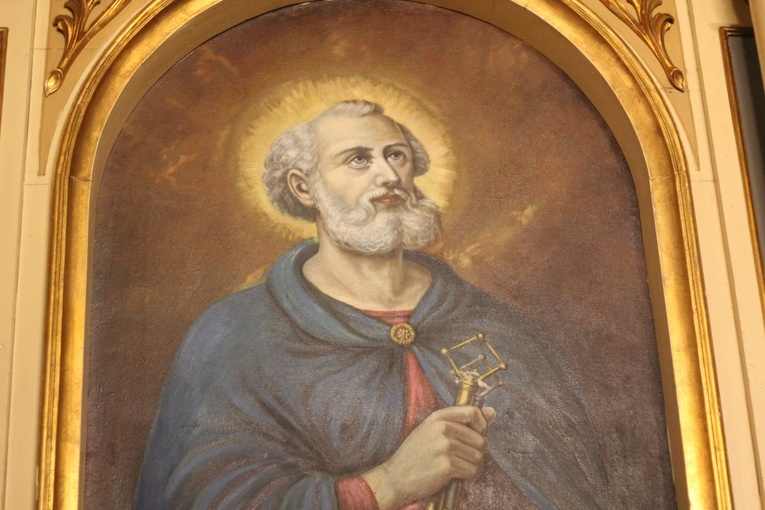Ciechanów-fara. Obraz św. Piotra Apostoła - patrona miasta (ołtarz boczny)