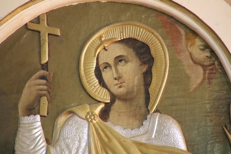Siecień k. Płocka. Obraz w prezbiterium przedstawiający św. Teklę, dziewicę i męczennicę
