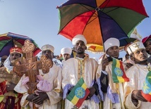 Etiopscy chrzescijanie podczas wiecu poparcia dla władz