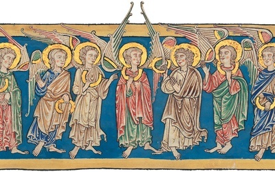 Aniołowie plag, miniatura, tzw. Beatus Manuscript, Hiszpania, ok. 1180 r., Metropolitan Museum of Art.