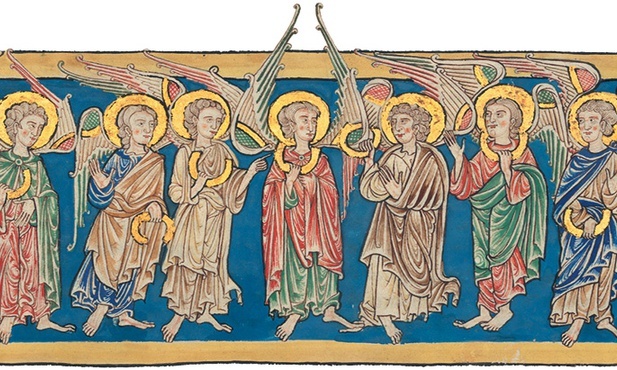 Aniołowie plag, miniatura, tzw. Beatus Manuscript, Hiszpania, ok. 1180 r., Metropolitan Museum of Art.