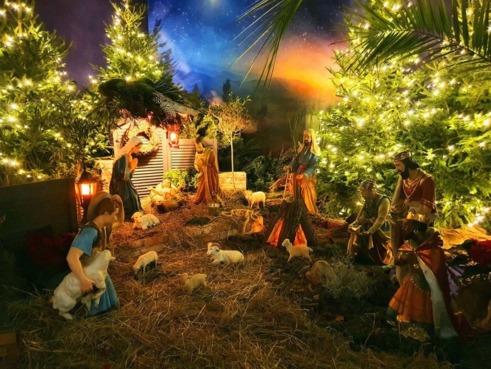 Obory. Szopka bożonarodzeniowa w Sanktuarium Matki Bożej Bolesnej [oo. karmelici]