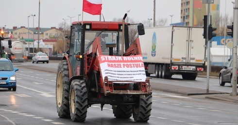 Rolnicy wyjechali na ulice m.in. w Łowiczu, Rawie Mazowieckiej czy Skierniewicach.