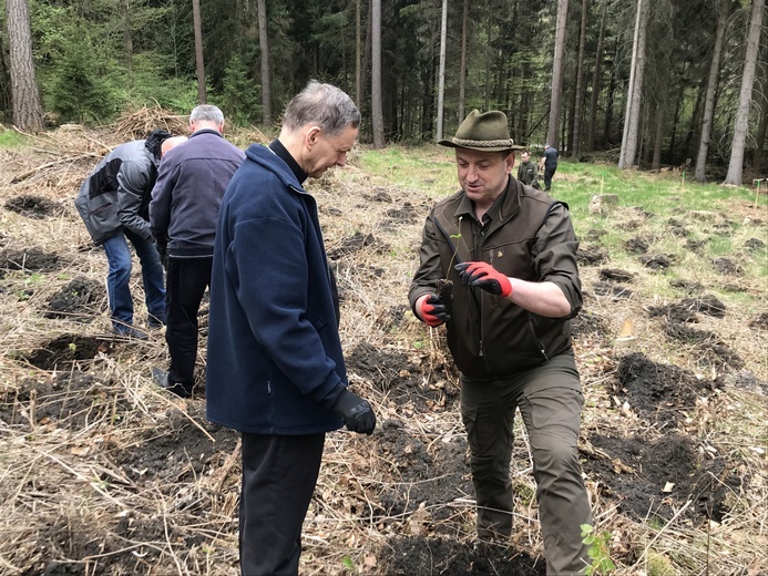 Biskup wziął udział w akcji sadzenia lasu