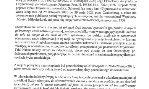 Nuncjatura potwierdza decyzje kurii ws. ks. Galusa