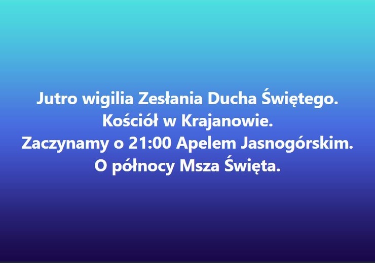 Materiały promujące wigilie Zesłania Ducha Świętego w diecezji świdnickiej