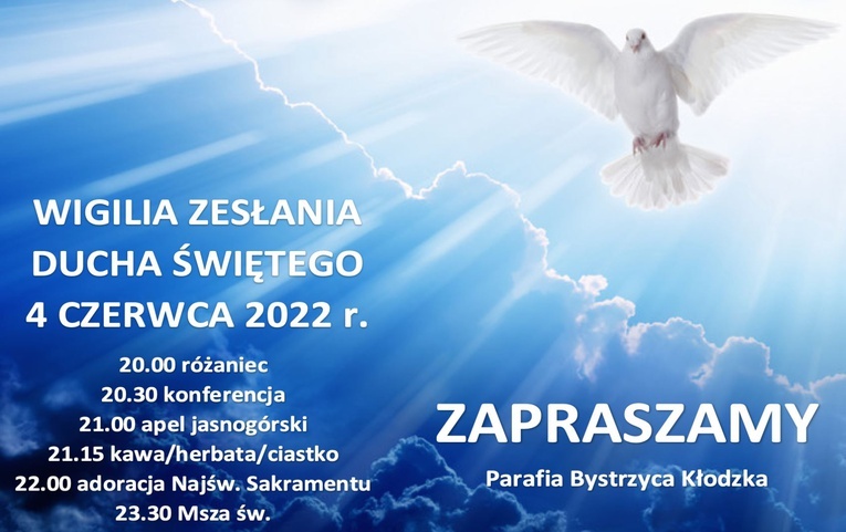 Materiały promujące wigilie Zesłania Ducha Świętego w diecezji świdnickiej