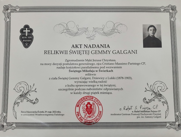 Instalacja relikwii św. Gemmy Galgani w Świerkach