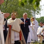 Procesja eucharystyczna z wrocławskiego Kozanowa na Pilczyce z kwietnymi dywanami