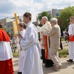 Procesja eucharystyczna z wrocławskiego Kozanowa na Pilczyce z kwietnymi dywanami