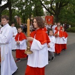 Procesja eucharystyczna z wrocławskiego Kozanowa na Pilczyce z kwietnymi dywanami