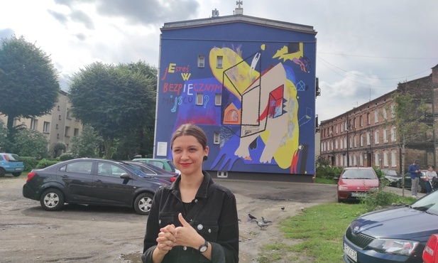 Katowice. Na Załężu ukraińska artystka stworzyła mural - "Bezpieczne miejsce"