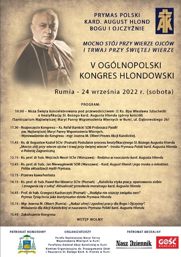 V Ogólnopolski Kongres Hlondowski - zaproszenie
