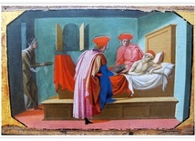 Francesco di Stefano zwany Pesellino
Święci Kosma i Damian uzdrawiają chorego 
tempera na desce 
1440–1445
Luwr, Paryż