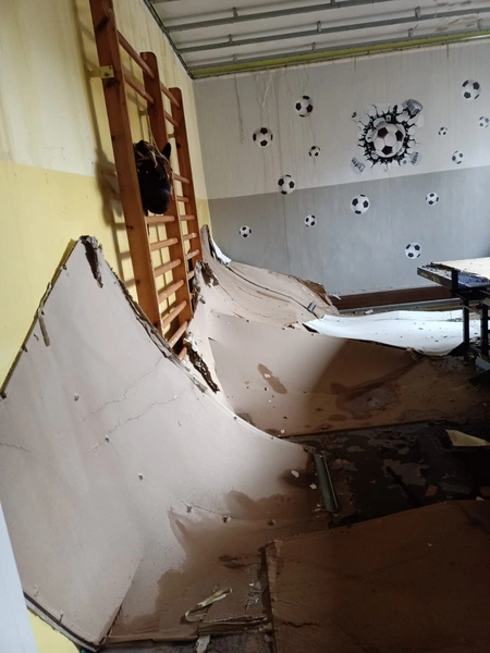 Zniszczenia po pożarze w ochronce dla dzieci w Piekarach Śląskich
