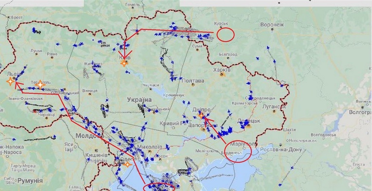 Dowódca armii ukraińskiej opublikował mapę rosyjskich ataków rakietowych