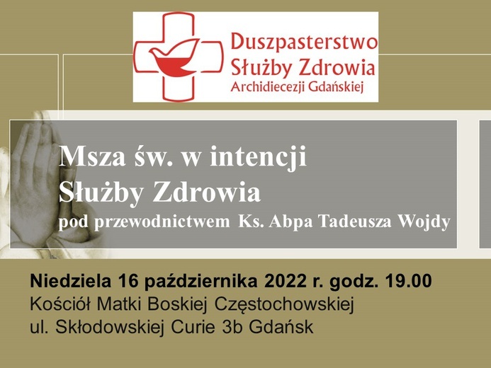 Msza św. dla Służby Zdrowia w Gdańsku - zaproszenie