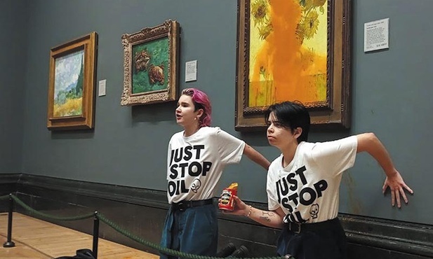 Protest w National Gallery w Londynie. Na szczęście obraz van Gogha nie został zniszczony.