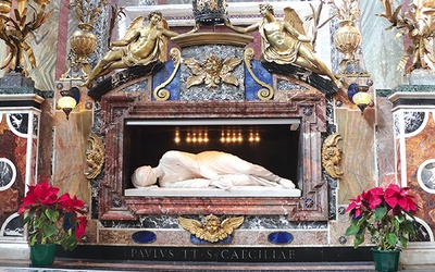 Figura św. Cecylii w kościele jej dedykowanym  na Zatybrzu w Rzymie.