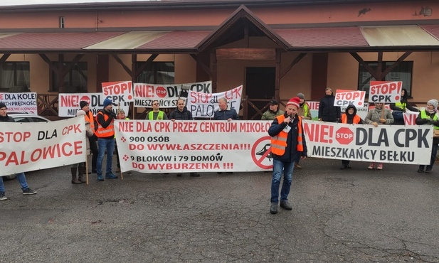 Palowice. Protest mieszkańców przeciwko Kolei Dużej Prędkości