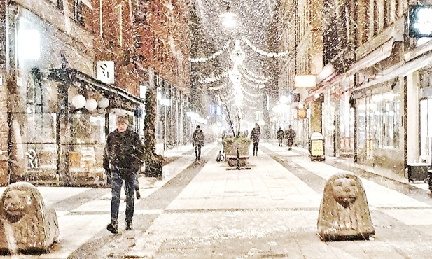 Zima na sztokholmskim deptaku