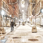 Zima na sztokholmskim deptaku